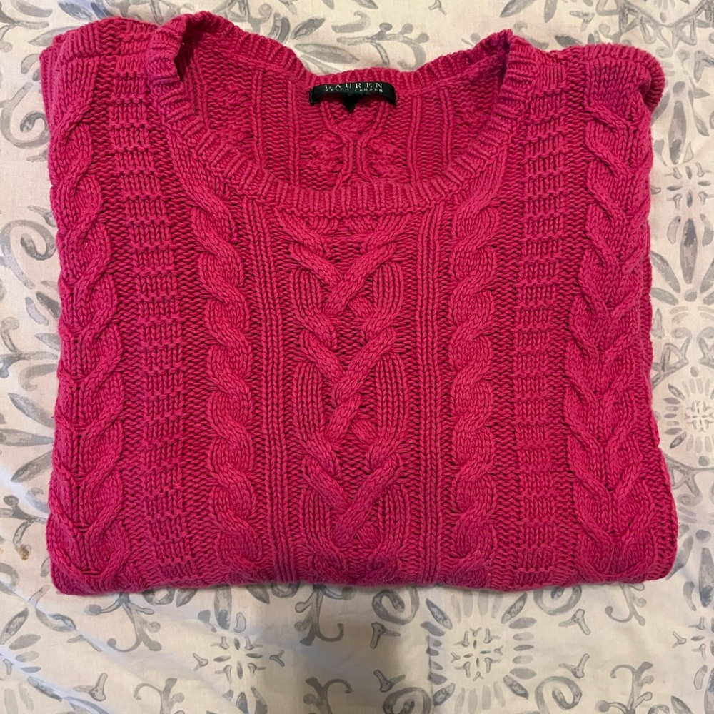 Ralph Lauren Fuchsia Cable Knit Sweater